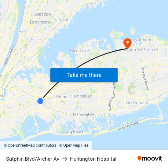 Sutphin Blvd/Archer Av to Huntington Hospital map