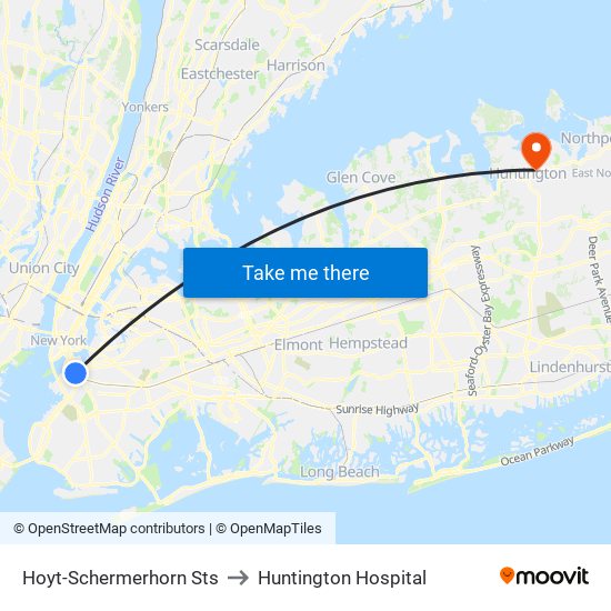 Hoyt-Schermerhorn Sts to Huntington Hospital map