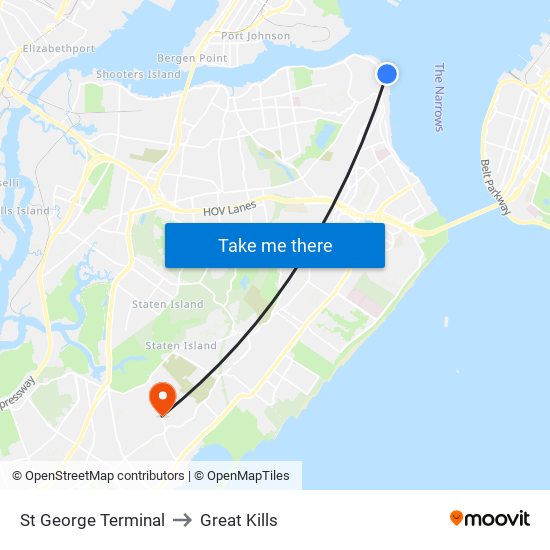 St George Terminal to Great Kills map