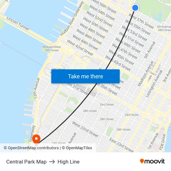 Central Park Map to High Line map