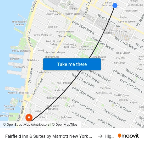Fairfield Inn & Suites by Marriott New York Manhattan/Times Square 36th St. to High Line map