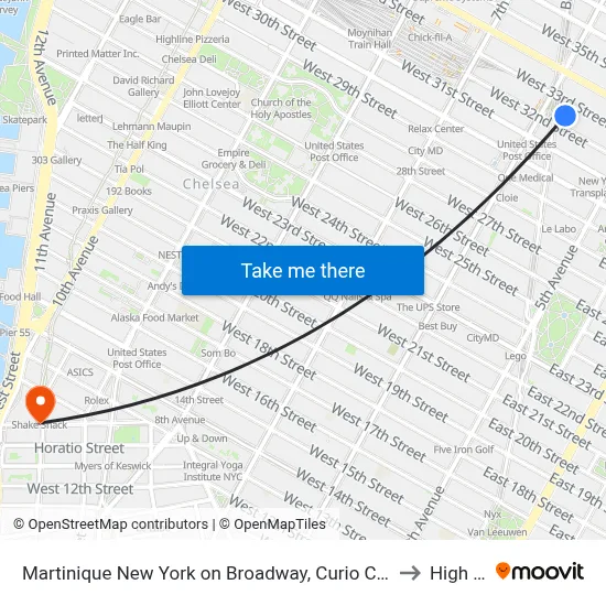 Martinique New York on Broadway, Curio Collection by Hilton to High Line map