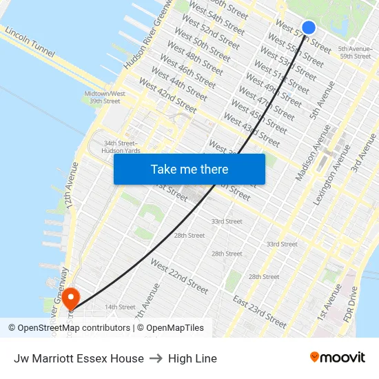 Jw Marriott Essex House to High Line map