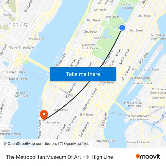 The Metropolitan Museum Of Art to High Line map
