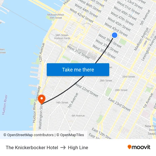 The Knickerbocker Hotel to High Line map