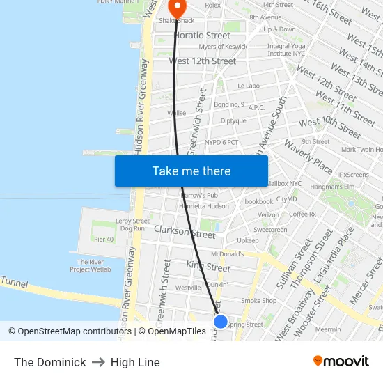 The Dominick to High Line map