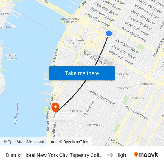 Distrikt Hotel New York City, Tapestry Collection by Hilton to High Line map