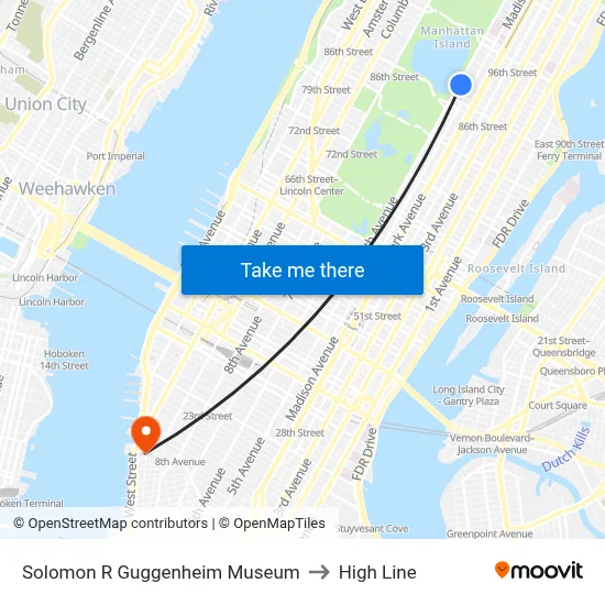 Solomon R Guggenheim Museum to High Line map