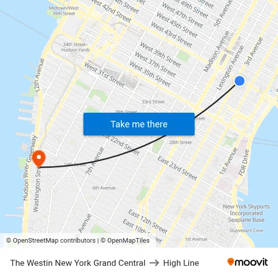 The Westin New York Grand Central to High Line map