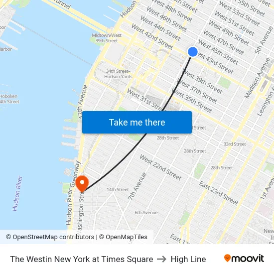 The Westin New York at Times Square to High Line map