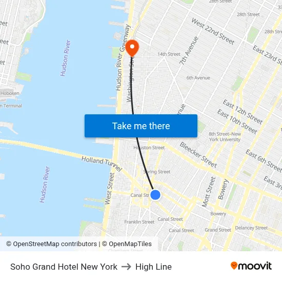 Soho Grand Hotel New York to High Line map