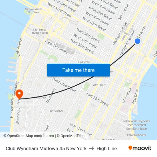 Club Wyndham Midtown 45 New York to High Line map