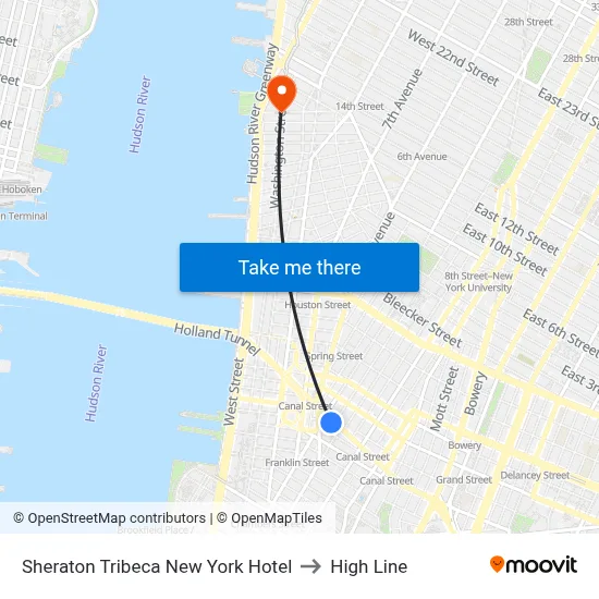 Sheraton Tribeca New York Hotel to High Line map
