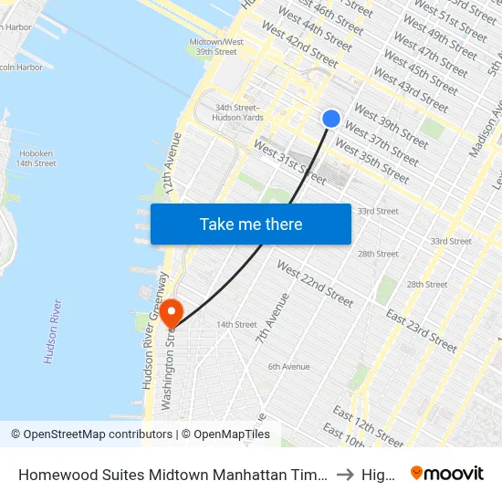 Homewood Suites Midtown Manhattan Times Square South New York to High Line map