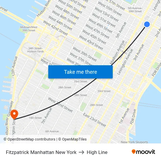 Fitzpatrick Manhattan New York to High Line map