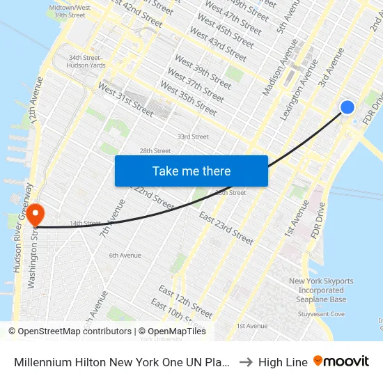 Millennium Hilton New York One UN Plaza to High Line map