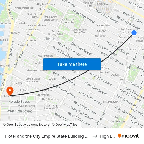 Hotel and the City Empire State Building New York to High Line map