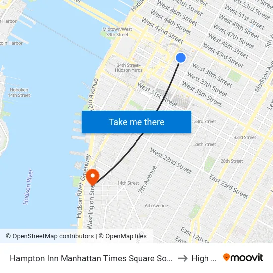 Hampton Inn Manhattan Times Square South New York to High Line map