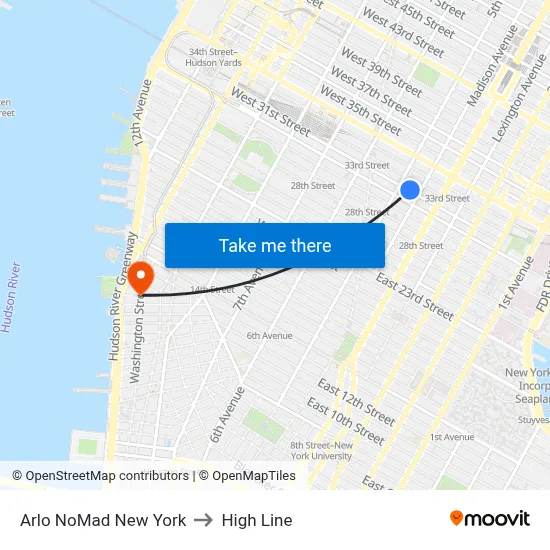 Arlo NoMad New York to High Line map
