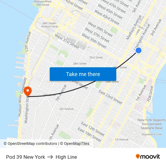 Pod 39 New York to High Line map