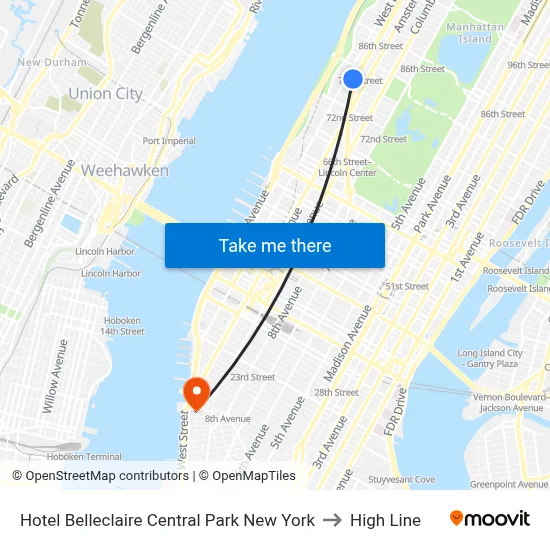 Hotel Belleclaire Central Park New York to High Line map