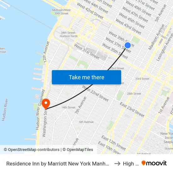 Residence Inn by Marriott New York Manhattan/Times Square to High Line map