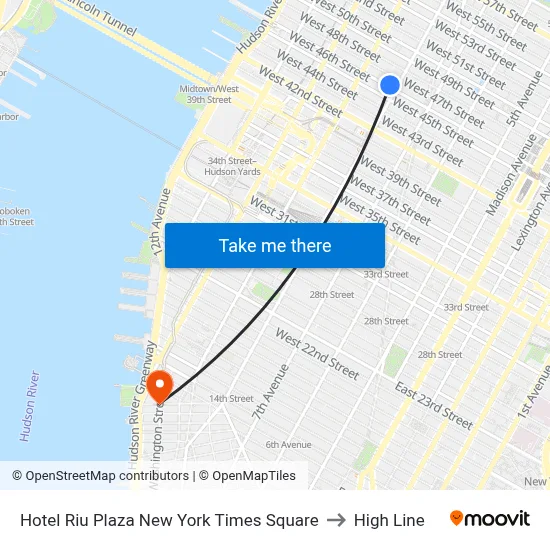 Hotel Riu Plaza New York Times Square to High Line map