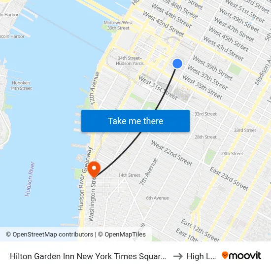 Hilton Garden Inn New York Times Square South to High Line map