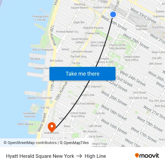 Hyatt Herald Square New York to High Line map