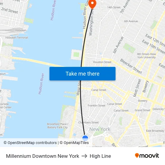 Millennium Downtown New York to High Line map
