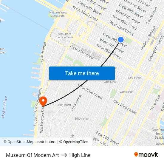 Museum Of Modern Art to High Line map