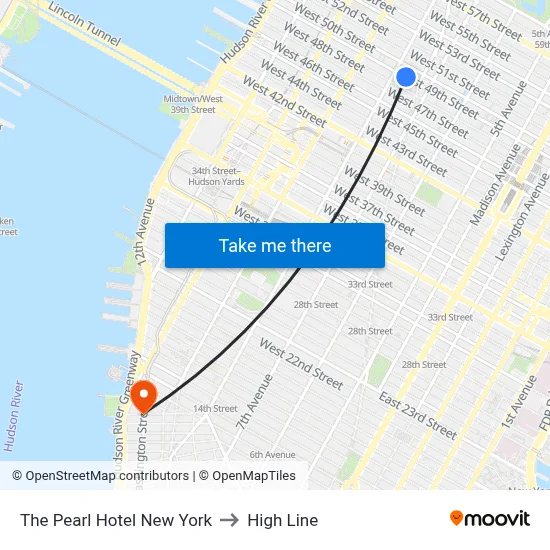 The Pearl Hotel New York to High Line map