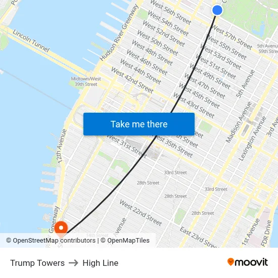 Trump Towers to High Line map