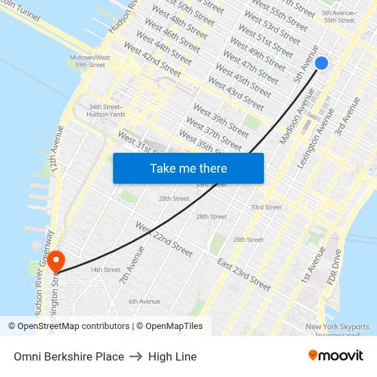 Omni Berkshire Place to High Line map