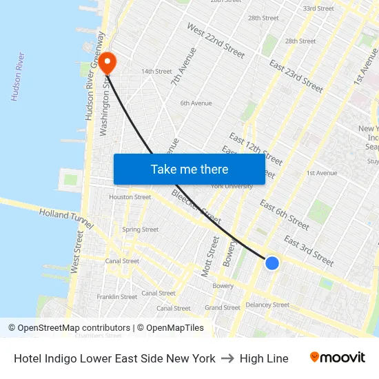 Hotel Indigo Lower East Side New York to High Line map