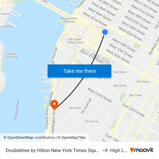 Doubletree by Hilton New York Times Square West to High Line map