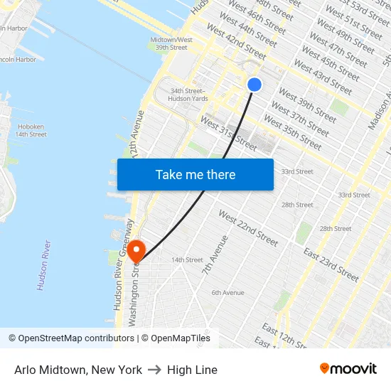 Arlo Midtown, New York to High Line map