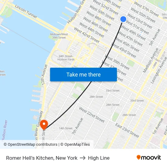 Romer Hell's Kitchen, New York to High Line map