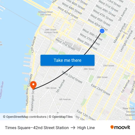 Times Square–42nd Street Station to High Line map