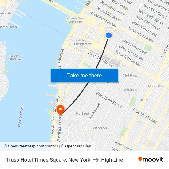 Truss Hotel Times Square, New York to High Line map