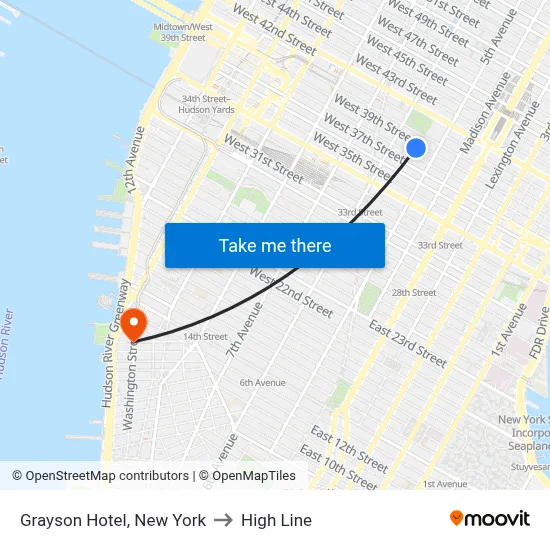 Grayson Hotel, New York to High Line map