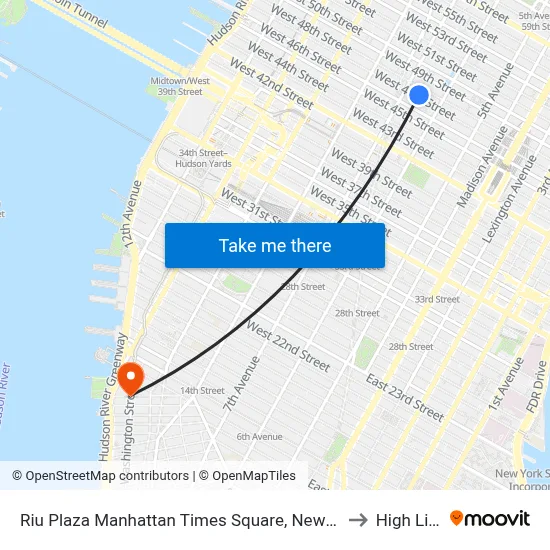 Riu Plaza Manhattan Times Square, New York to High Line map