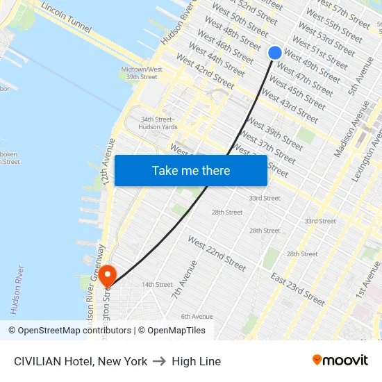 CIVILIAN Hotel, New York to High Line map