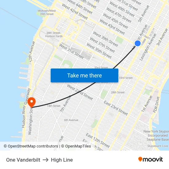 One Vanderbilt to High Line map
