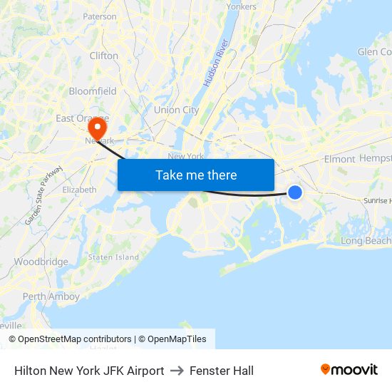 Hilton New York JFK Airport to Fenster Hall map
