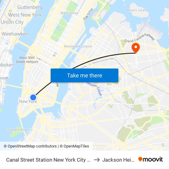 Canal Street Station New York City Subway to Jackson Heights map