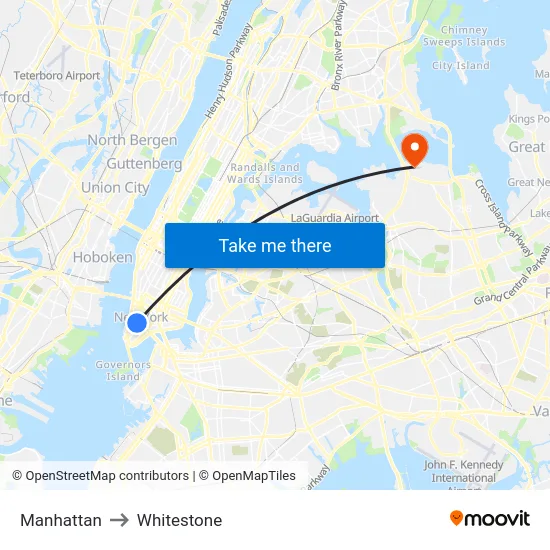 Manhattan to Whitestone map