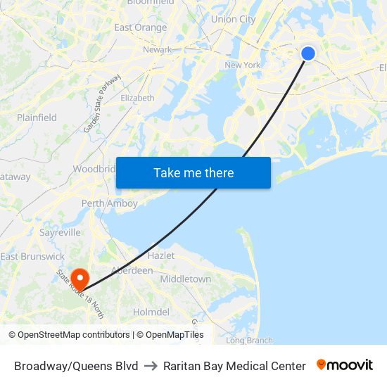 Broadway/Queens Blvd to Raritan Bay Medical Center map