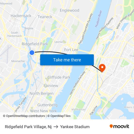 Ridgefield Park Village, Nj to Yankee Stadium map