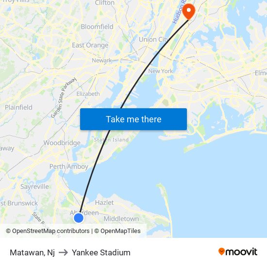 Matawan, Nj to Yankee Stadium map